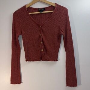 See You Monday Maroon Cropped Sweater Size Medium